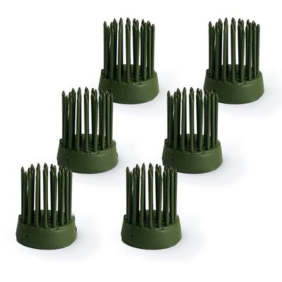 Floral Genius Round Flower Pin Holder 7/8 in Diameter | Green Color, Set of 6 | Tool for Easy Flower and Ikebana Arrangements, Florists, Gifts & More | Sustainable and Reusable | Made in The USA