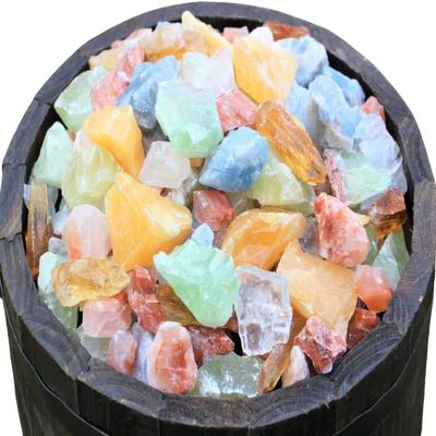 2000 Carat Lot Natural Mixed Calcite Minerals (Orange Red Green Blue Honey Ice)
