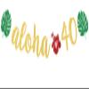 Aloha 40 Banner, Aloha Party Decorations, Hawaiian 40th Birthday Banner for Tropical Luau Birthday Party Decorations, Palm Leaf Decorations Gold Green Glitter view 1