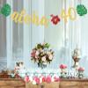 Aloha 40 Banner, Aloha Party Decorations, Hawaiian 40th Birthday Banner for Tropical Luau Birthday Party Decorations, Palm Leaf Decorations Gold Green Glitter view 4