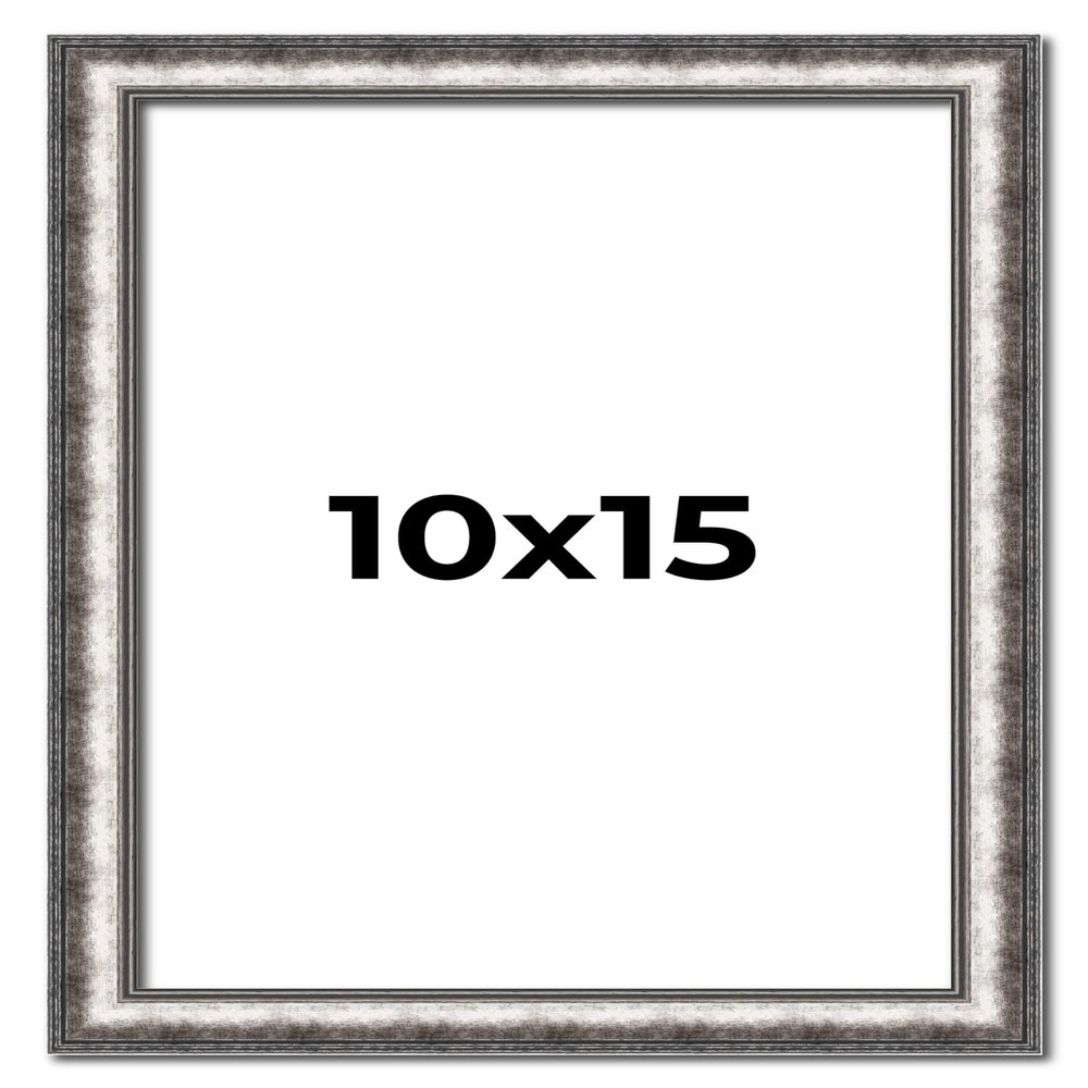 10x15 Frame Silver Real Wood Picture Frame Width 1.125 Inches | Interior Frame Depth 0.5 Inches | Complete with UV Acrylic, Foam Board Backing & Hanging Hardware