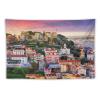 Landscape Tapestry Lisbon, Portugal line with So Jorge Castle 40"x60" Aesthetic Tapestry Wall Hanging Art Home Decoration Bedroom Decor Living Room Door Curtain view 1