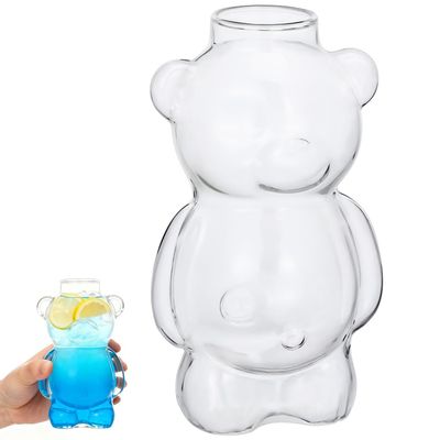 PRETYZOOM Cute Bear Cocktail Glass Transparent Bear Shaped Drinking Glasses for Wine Juice and Creative Beverages - Perfect for Home Office and Parties