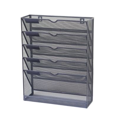 KUYWLMKMZZ Folder Organizer File and Magazine Sorting Rack Wall-Mounted 5-Layer A4 Grid File Rack Mail Magazine Storage Rack Black and White Magazine Storage (Color : A)