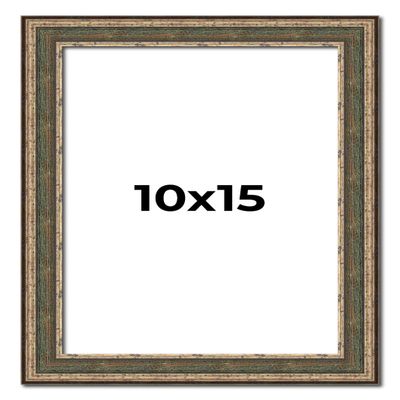 10x15 Frame Tarnished Silver Solid Wood Picture Frame Width 1.5 Inches | Interior Depth 0.5 Inches | Oddone Traditional Photo Frame Complete with UV Acrylic, Foam Board Backing & Hanging Hardware