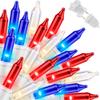 LAMPHOME Patriotic String Lights - Red White Blue Mini Lights with White Wire - 19.6Ft 100 Count UL Certified String Lights for Independence Day Patriotic Holidays Decoration (Red White & Blue) view 1