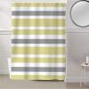 Fabric Shower Curtain for Bathroom - Yellow Gray White Stripe Polyester Waterproof Shower Curtains with Grommets and Hooks Quick-Drying Bathroom Decor for Bathtubs Toilet Spa 72x72 inchStandard view 1