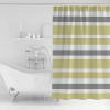 Fabric Shower Curtain for Bathroom - Yellow Gray White Stripe Polyester Waterproof Shower Curtains with Grommets and Hooks Quick-Drying Bathroom Decor for Bathtubs Toilet Spa 72x72 inchStandard view 2