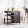 COSTWAY Kitchen Storage Island Cart on Wheels, Kitchen Trolley Cart with Wine Rack, Shelves and Towel Rack, 360Wheels & Detachable Tray, Kitchen Island for Dining Room, Living Room & Bedroom (Brown) view 2