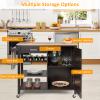 COSTWAY Kitchen Storage Island Cart on Wheels, Kitchen Trolley Cart with Wine Rack, Shelves and Towel Rack, 360Wheels & Detachable Tray, Kitchen Island for Dining Room, Living Room & Bedroom (Brown) view 3