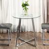 Nopurs Round Glass Kitchen Table - Clear Tempered Glass Table Top, Chrome Legs - 35.4" Inch Leisure Table Kitchen Furniture for Small Space, Apartment view 1