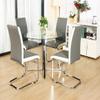 Nopurs Round Glass Kitchen Table - Clear Tempered Glass Table Top, Chrome Legs - 35.4" Inch Leisure Table Kitchen Furniture for Small Space, Apartment view 4