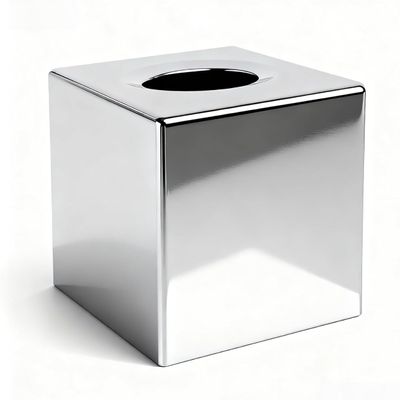 ABS Plastic Square Tissue Box Cover Facial Tissue Holder Silver Square Holder for Bathroom Vanity Countertops Bedroom Dresser Night Stand 5.38X5.38X5.11In Non-Stainless Steel
