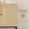 Yechen 31.5" Sideboard Cabinet with Natural Rattan Decorated Doors, Rattan Cabinet, Accent Buffet Console Storage Cane Credenza Cupboard, for Living Room Dining Room Entryway Kitchen, Metal Legs view 3