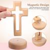 1 Set Wooden Standing Cross Decor, 5.7 Inch Hollowed Tabletop Crucifix, Catholic Religious Table Centerpieces Easter Room Ornament view 2
