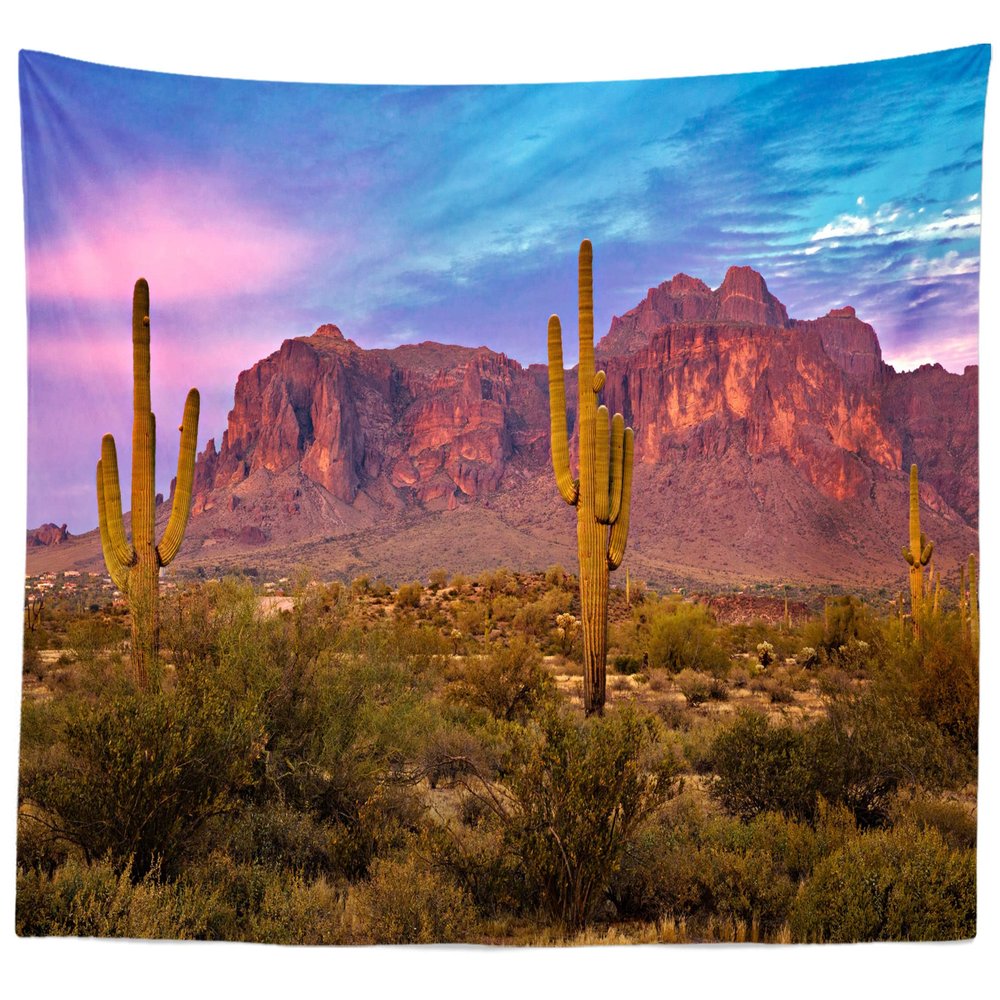 BELECO Arizona Desert Tapestry Wall Hanging Western Party Decor Southwestern Cactus Saguaro Tapestry Wilderness Mountain Landscape Tapestries for Bedroom Living Room Dorm Home Decor 106x70 Inch