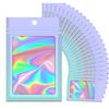 100 Pieces Reusable Bags Clear Window, Holographic Gradient Mylar Zip Bag view 1