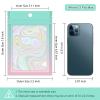 100 Holographic Gradient Mylar Bags with Clear Window, Resealable Zip Pouch, Packaging Party Sample Bags (Green&Pink, 5.5x7.8 Inch) view 3