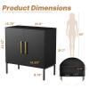 LYNSOM Storage Cabinet with Doors and Shelves, Free Standing Office Cabinet, Modern Wood Buffet Sideboard for Kitchen, Living Room, Bedroom, Hallway, Black view 2