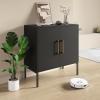 LYNSOM Storage Cabinet with Doors and Shelves, Free Standing Office Cabinet, Modern Wood Buffet Sideboard for Kitchen, Living Room, Bedroom, Hallway, Black view 3