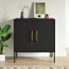 LYNSOM Storage Cabinet with Doors and Shelves, Free Standing Office Cabinet, Modern Wood Buffet Sideboard for Kitchen, Living Room, Bedroom, Hallway, Black view 4