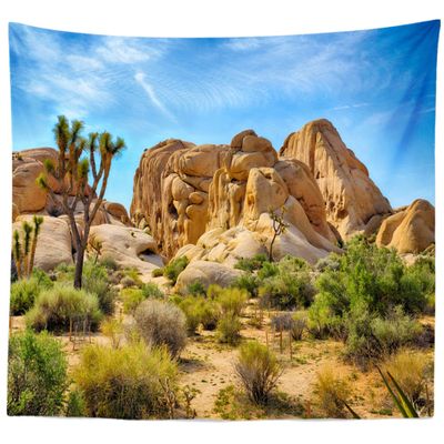 BELECO Desert Tapestry Joshua Tree Landscape National Park Odd Trees Tapestry Rocky Mountains Blue Sky Natural Scenery Tapestries Wall Hanging for Bedroom Living Room Dorm Home Dcor 106x70 Inch