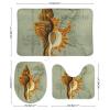 3 Pieces Bathroom Rug Set, Conch Seahorse Soft Foam Non Slip Bath Mats Sets Toilet Contour Mat Lid Cover for Bathtub Shower and Bathroom Decor 18"x30" view 2