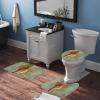 3 Pieces Bathroom Rug Set, Conch Seahorse Soft Foam Non Slip Bath Mats Sets Toilet Contour Mat Lid Cover for Bathtub Shower and Bathroom Decor 18"x30" view 3