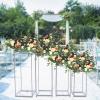 4pcs White Wedding Flower Stand,Metal Wedding Geometric Flower Vase Column Stand for Wedding Party Table Centerpiece for Home Decor view 1