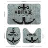 3 Pieces Bathroom Rug Set, Navigation Anchor Soft Foam Non Slip Bath Mats Sets Toilet Contour Mat Lid Cover for Bathtub Shower and Bathroom Decor 18"x30" view 2