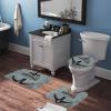 3 Pieces Bathroom Rug Set, Navigation Anchor Soft Foam Non Slip Bath Mats Sets Toilet Contour Mat Lid Cover for Bathtub Shower and Bathroom Decor 18"x30" view 3