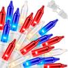 LAMPHOME Patriotic String Lights - Red White Blue Mini Lights with White Wire - 31.9Ft 300 Count UL Certified String Lights for Independence Day Patriotic Holidays Decoration (Red, White & Blue) view 1