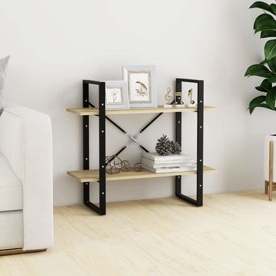 2-Tier Bookshelf, Book Cabinet Bookcase Industrial Open Display Shelf with Metal Frame, Standing Storage Shelf for Home Office Living Room, 31.5"x11.8"x27.6" Chipboard