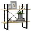 2-Tier Bookshelf, Book Cabinet Bookcase Industrial Open Display Shelf with Metal Frame, Standing Storage Shelf for Home Office Living Room, 31.5"x11.8"x27.6" Chipboard view 4