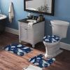 3 Pieces Bathroom Rug Set, Conch Starfish Lobster on Dark Blue Soft Foam Non Slip Bath Mats Sets Toilet Contour Mat Lid Cover for Bathtub Shower and Bathroom Decor 18"x30" view 3