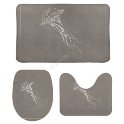 3 Pieces Bathroom Rug Set, Benthic Biological Ocean Soft Foam Non Slip Bath Mats Sets Toilet Contour Mat Lid Cover for Bathtub Shower and Bathroom Decor 18"x30"