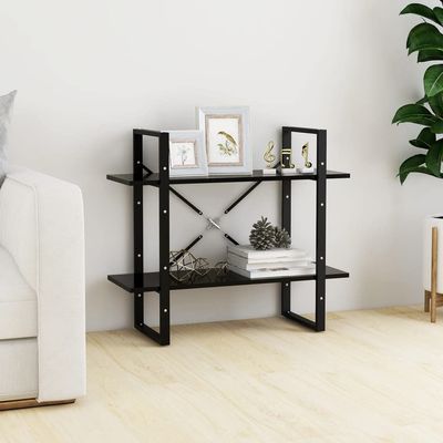 2-Tier Bookshelf, Book Cabinet Bookcase Industrial Open Display Shelf with Metal Frame, Standing Storage Shelf for Home Office Living Room, 31.5"x11.8"x27.6" Chipboard