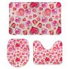 3 Pieces Bathroom Rug Set, Valentine's Day Love Hearts Soft Foam Non Slip Bath Mats Sets Toilet Contour Mat Lid Cover for Bathtub Shower and Bathroom Decor 18"x30" view 1