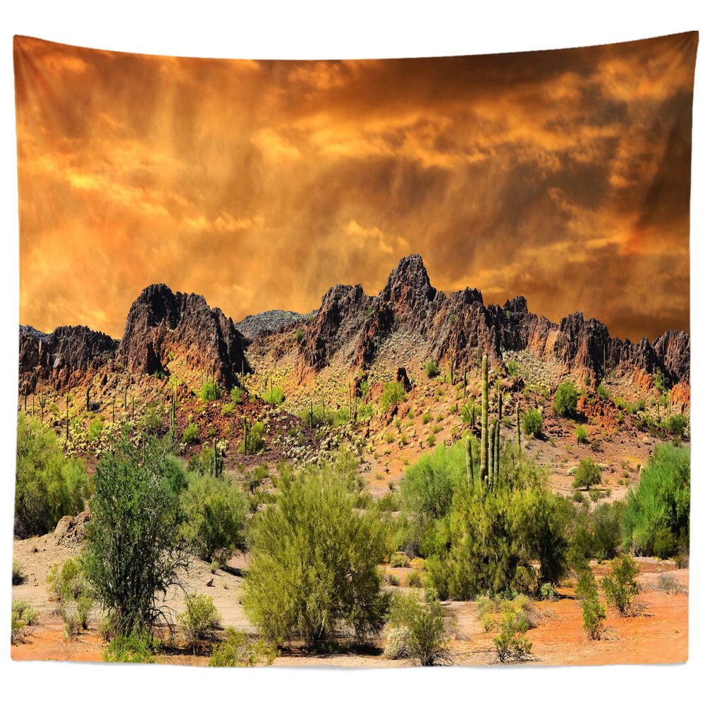 BELECO Desert Cactus Tapestry Southwestern Saguaro Sunset Tapestry Wall Hanging Weathered Mountains Scenic Tapestry Mexico Nature Tapestries for Bedroom Living Room Dorm Home Decor 106x70 Inch