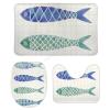 3 Pieces Bathroom Rug Set, Sea Fish Stripe Background Soft Foam Non Slip Bath Mats Sets Toilet Contour Mat Lid Cover for Bathtub Shower and Bathroom Decor 18"x30" view 1