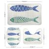 3 Pieces Bathroom Rug Set, Sea Fish Stripe Background Soft Foam Non Slip Bath Mats Sets Toilet Contour Mat Lid Cover for Bathtub Shower and Bathroom Decor 18"x30" view 2