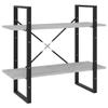 2 Tier Book Cabinet Bookcase Bookshelf, Modern Chipboard Standing Rack Metal Frame Storage Shelf Bookshelves Display Rack for Living Room, Bedroom 31.5"x11.8"x27.6" Concrete Gray view 3