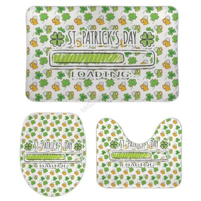3 Pieces Bathroom Rug Set, St Patrick's Day Loading Soft Foam Non Slip Bath Mats Sets Toilet Contour Mat Lid Cover for Bathtub Shower and Bathroom Decor 18"x30"