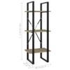 3-Tier Bookshelf, Book Cabinet Bookcase Industrial Open Display Shelf with Metal Frame, Standing Storage Shelf for Home Office Living Room, 15.7"x11.8"x41.3" Chipboard view 2