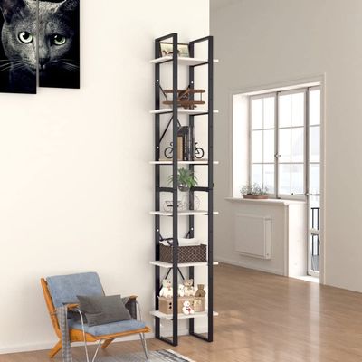6-Tier Bookshelf, Book Cabinet Bookcase Industrial Open Display Shelf with Metal Frame, Standing Storage Shelf for Home Office Living Room, 15.7"x11.8"x82.7" Chipboard