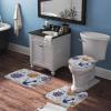 3 Pieces Bathroom Rug Set, Anchor Coral Fish Birch Grain Soft Foam Non Slip Bath Mats Sets Toilet Contour Mat Lid Cover for Bathtub Shower and Bathroom Decor 20"x32" view 3