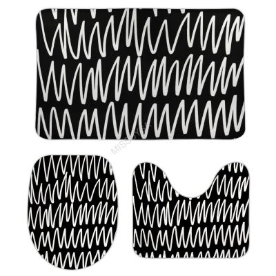 3 Pieces Bathroom Rug Set, Abstract Art Soft Foam Non Slip Bath Mats Sets Toilet Contour Mat Lid Cover for Bathtub Shower and Bathroom Decor 18"x30"
