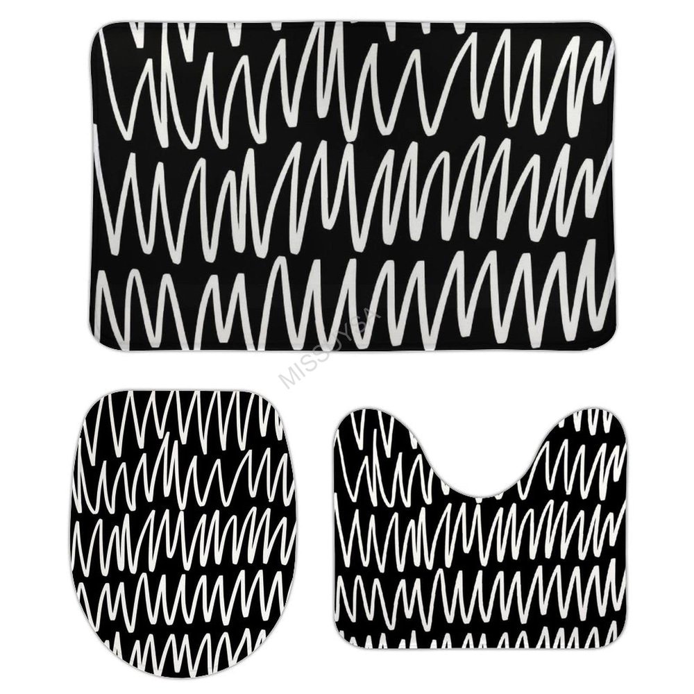 3 Pieces Bathroom Rug Set, Abstract Art Soft Foam Non Slip Bath Mats Sets Toilet Contour Mat Lid Cover for Bathtub Shower and Bathroom Decor 18"x30"