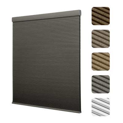Boolegon Cordless Linen Pattern Cellular Shades Blackout Honeycomb Shades for Windows Pull Down Honeycomb Privacy Blinds for Bedroom Office Thermal Insulated, Blackout Gray, 38.5" W x 72" H