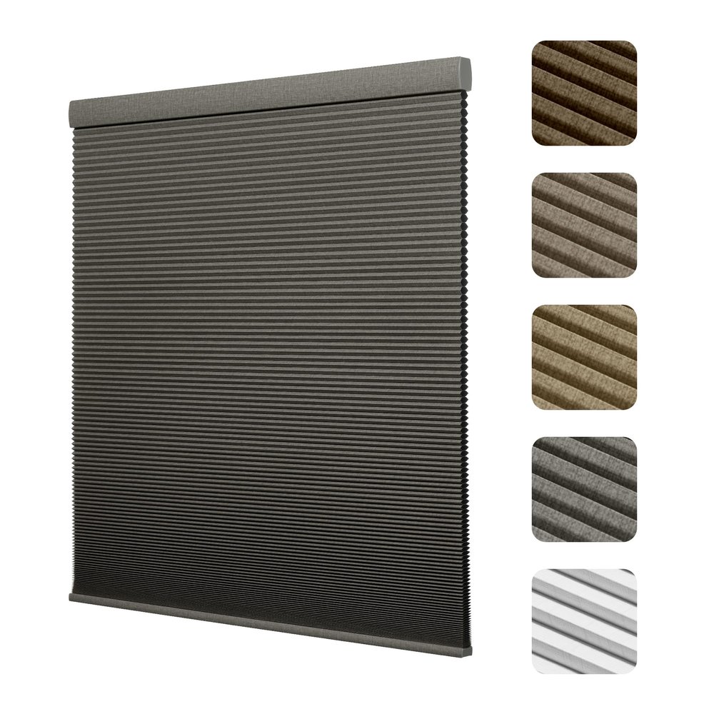 Boolegon Cordless Linen Pattern Cellular Shades Blackout Honeycomb Shades for Windows Pull Down Honeycomb Privacy Blinds for Bedroom Office Thermal Insulated, Blackout Gray, 38.5" W x 72" H